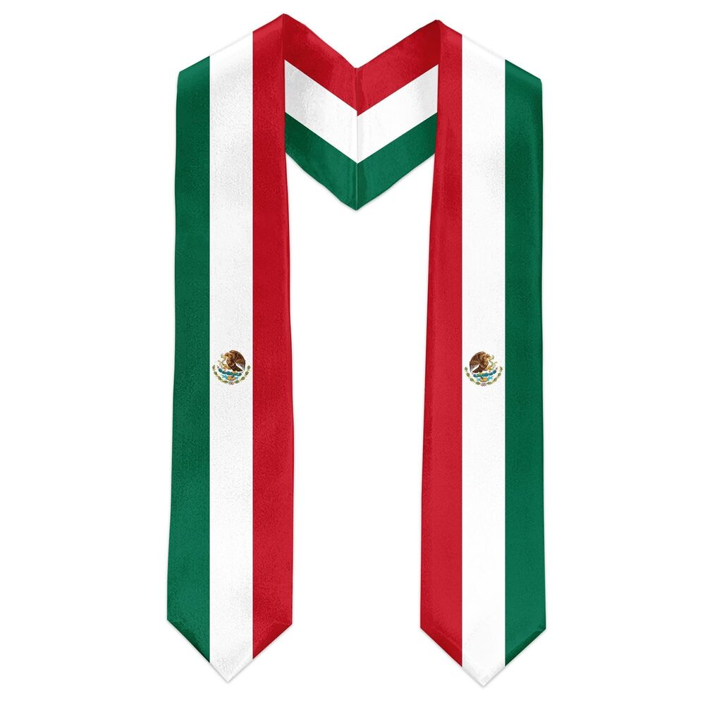 3568 Mexico Flag International Graduate Satin Stole Scarf with National